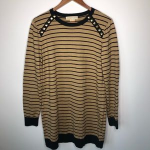 Michael Kors Striped Tunic Length Sweater | XL